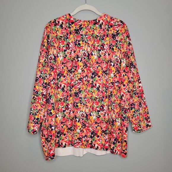 Isaac Mizrahi Live sweater women's size L cotton multicolor floral knit cardigan - Picture 4 of 9